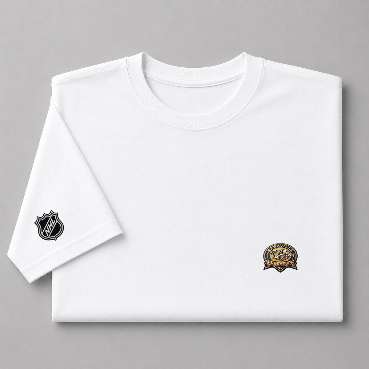 048 Nashville Predators Puff Embroidered Logo T-Shirt - Unisex Short Sleeve Tee