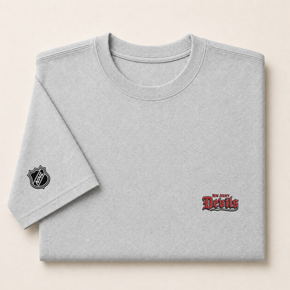 050 New Jersey Devils Puff Embroidered Logo T-Shirt - Unisex Short Sleeve Tee