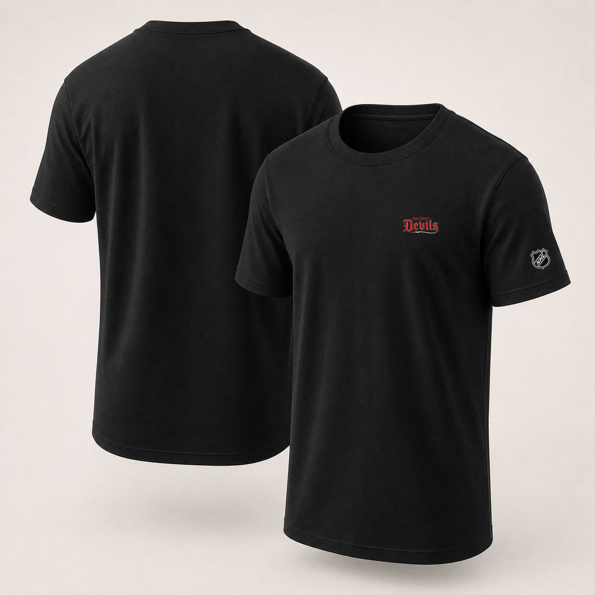 050 New Jersey Devils Puff Embroidered Logo T-Shirt - Unisex Short Sleeve Tee