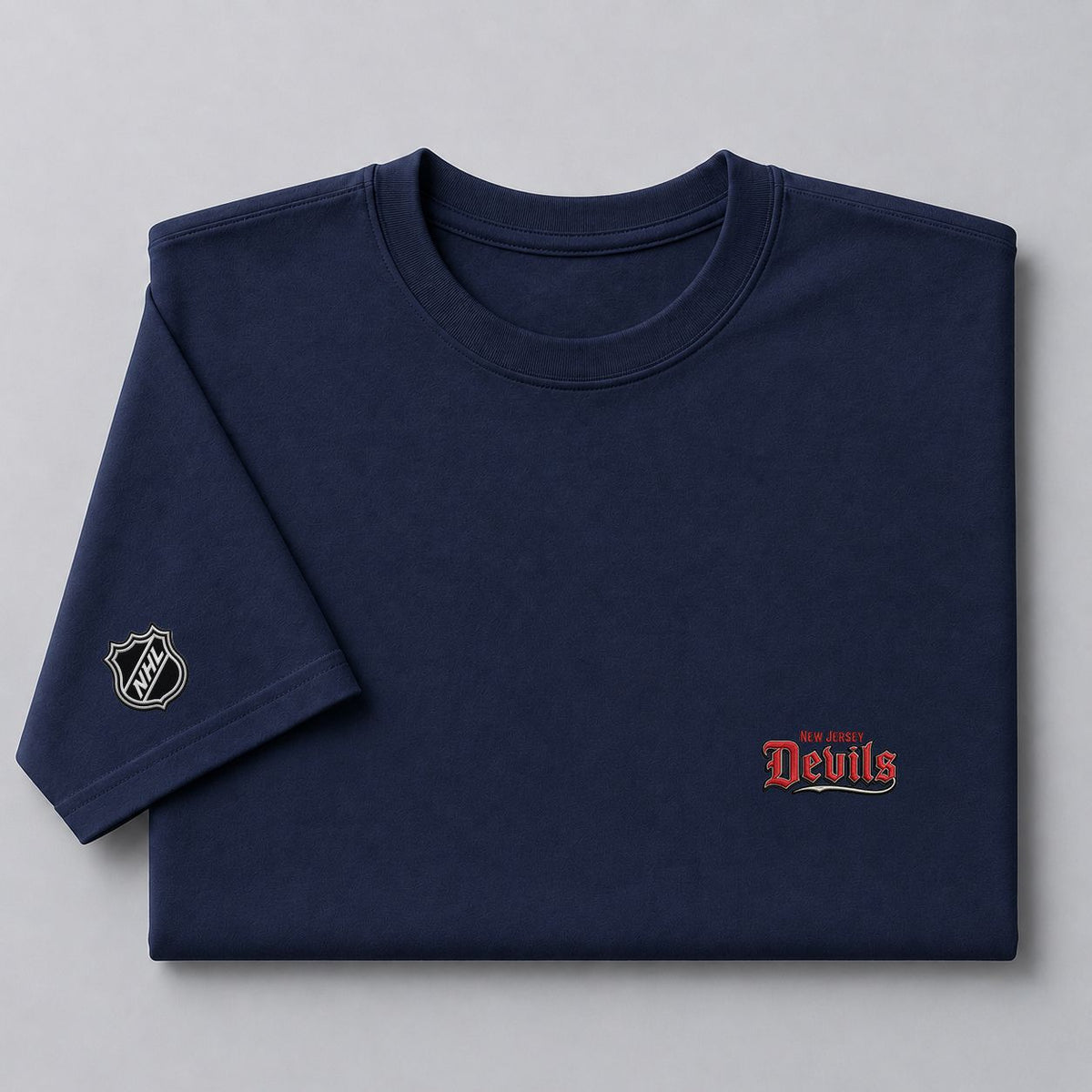 050 New Jersey Devils Puff Embroidered Logo T-Shirt - Unisex Short Sleeve Tee