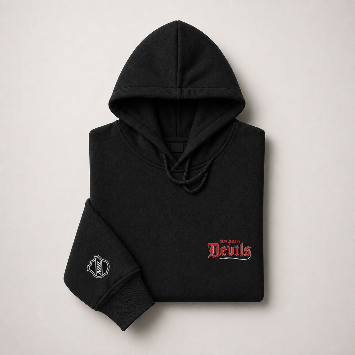 050 New Jersey Devils Pullover Hoodie - Embroidered Logo Fleece Sweatshirt