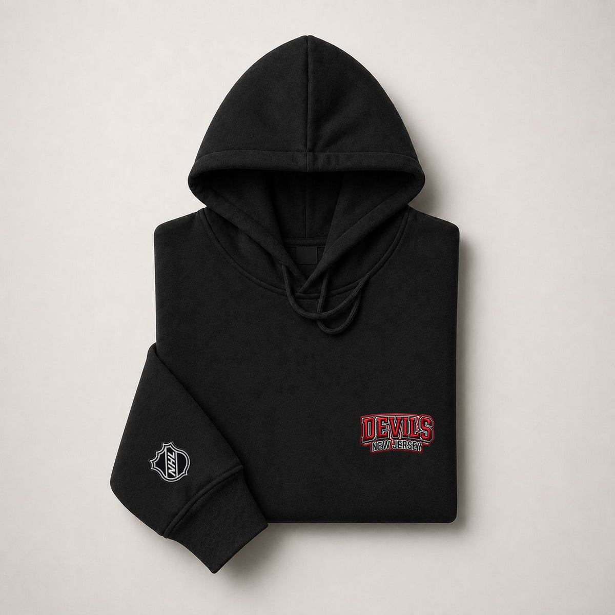 050 New Jersey Devils Pullover Hoodie - Embroidered Logo Fleece Sweatshirt