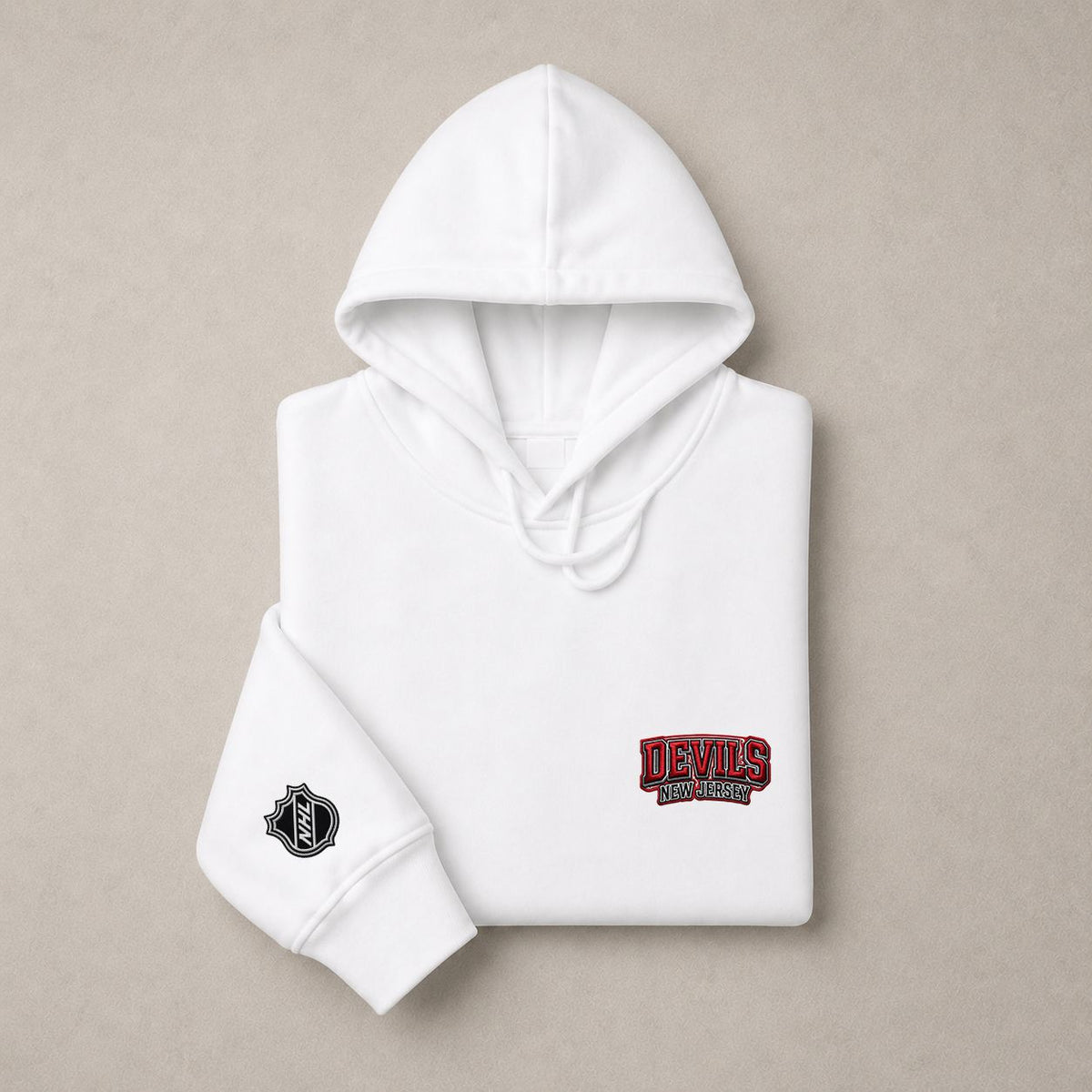 050 New Jersey Devils Pullover Hoodie - Embroidered Logo Fleece Sweatshirt