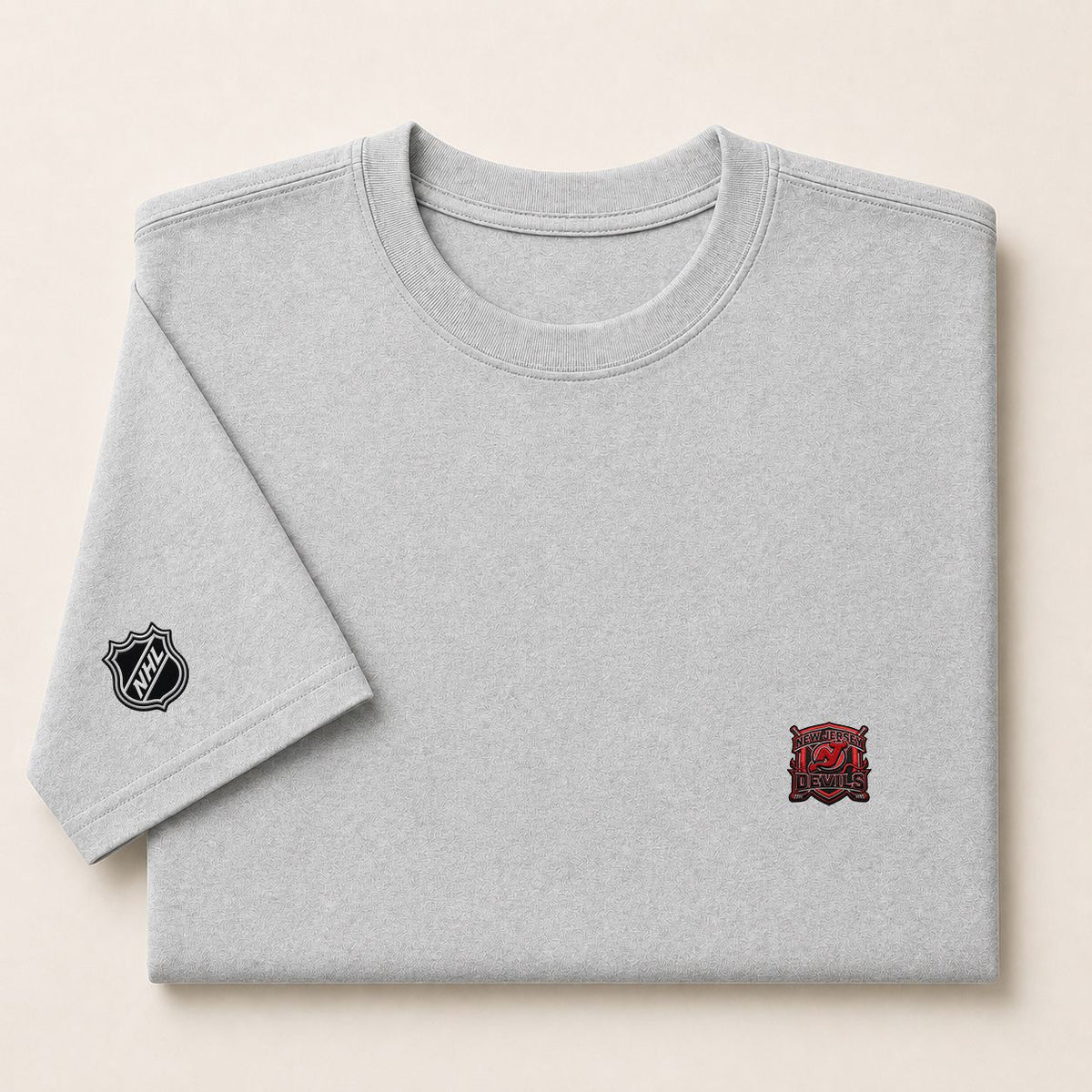 051 New Jersey Devils Puff Embroidered Logo T-Shirt - Unisex Short Sleeve Tee