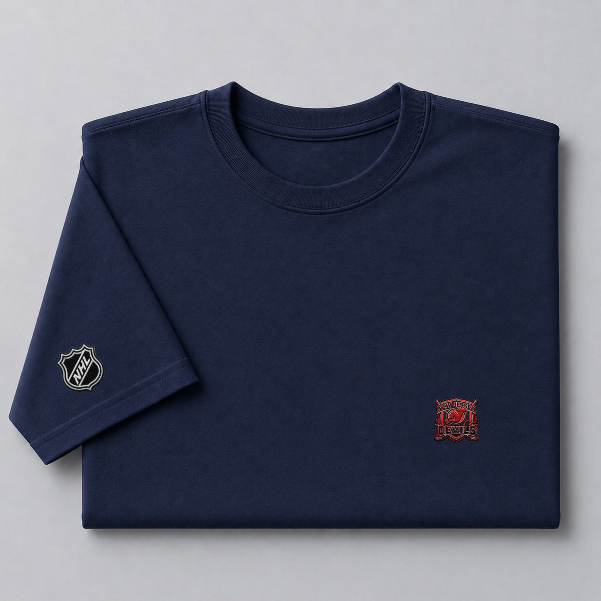 051 New Jersey Devils Puff Embroidered Logo T-Shirt - Unisex Short Sleeve Tee