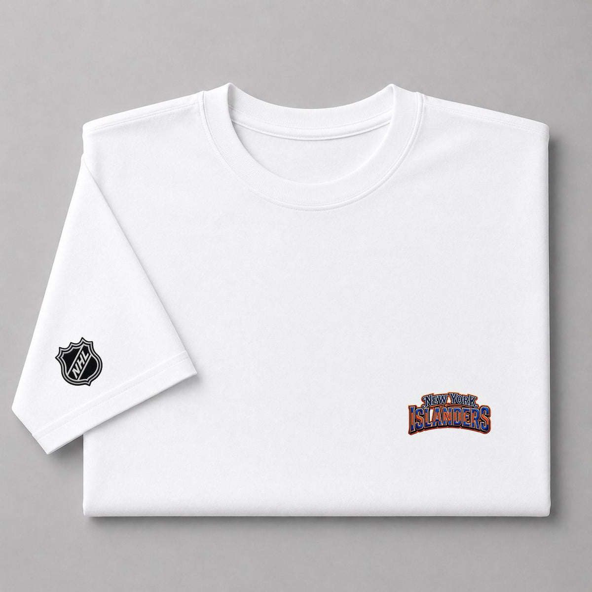 053 New York Islanders Puff Embroidered Logo T-Shirt - Unisex Short Sleeve Tee