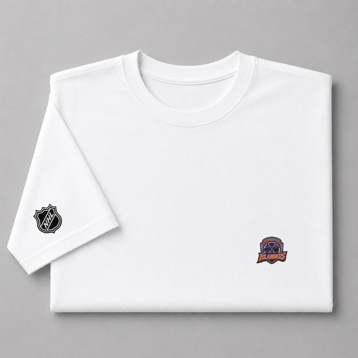 054 New York Islanders Puff Embroidered Logo T-Shirt - Unisex Short Sleeve Tee