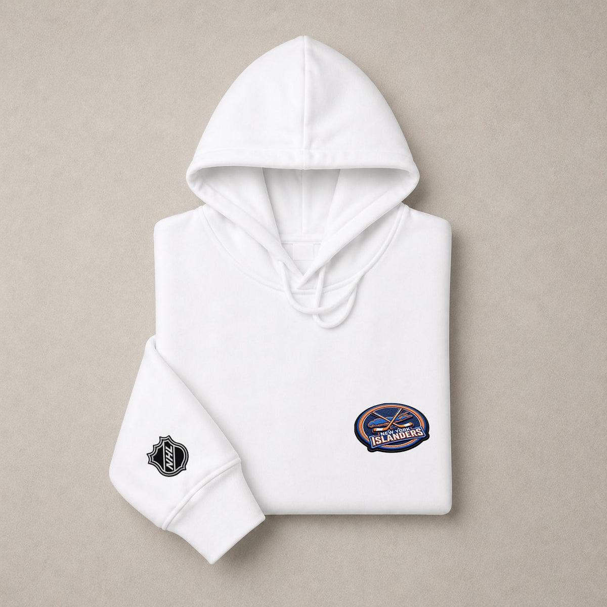 054 New York Islanders Pullover Hoodie - Embroidered Logo Fleece Sweatshirt