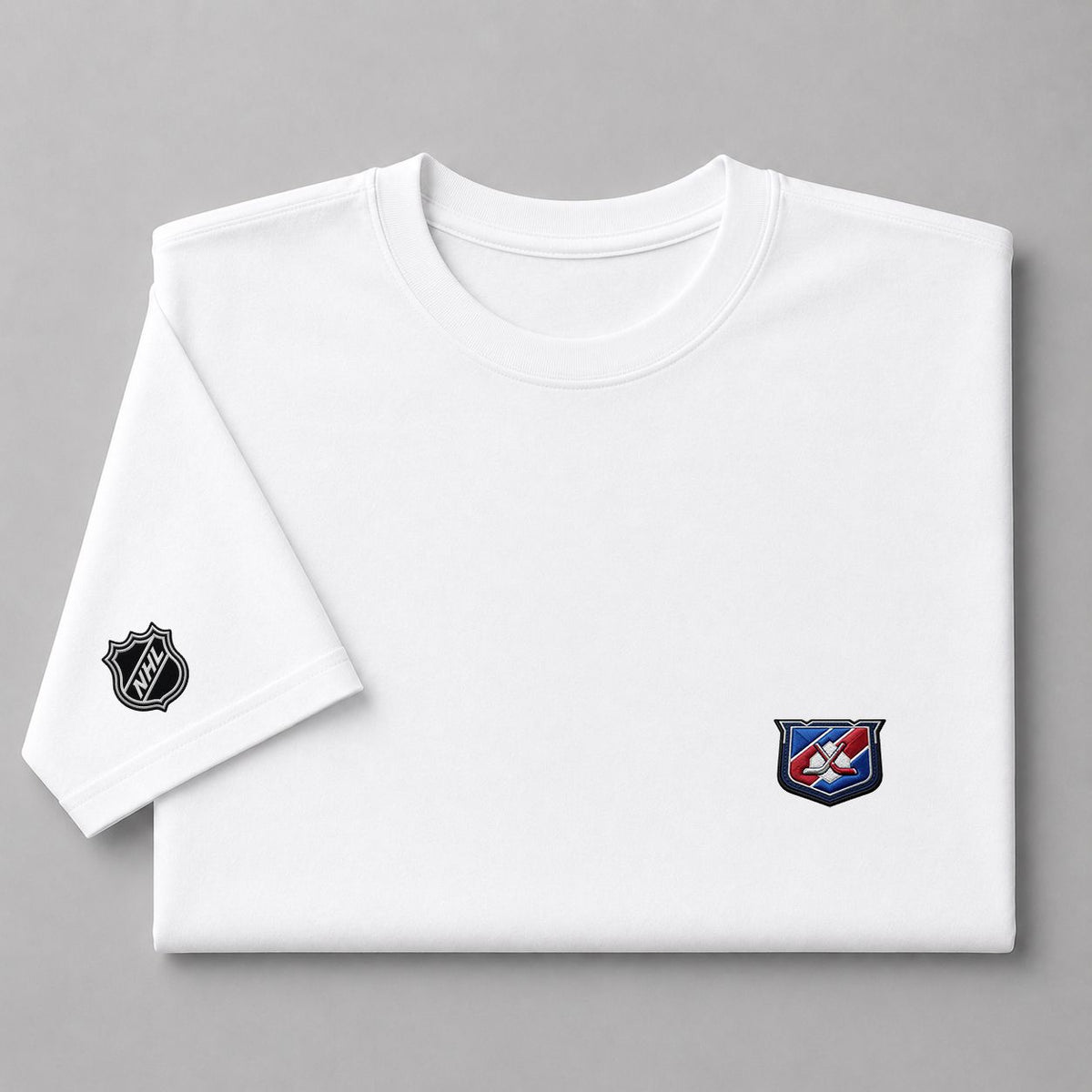 055 New York Rangers Puff Embroidered Logo T-Shirt - Unisex Short Sleeve Tee