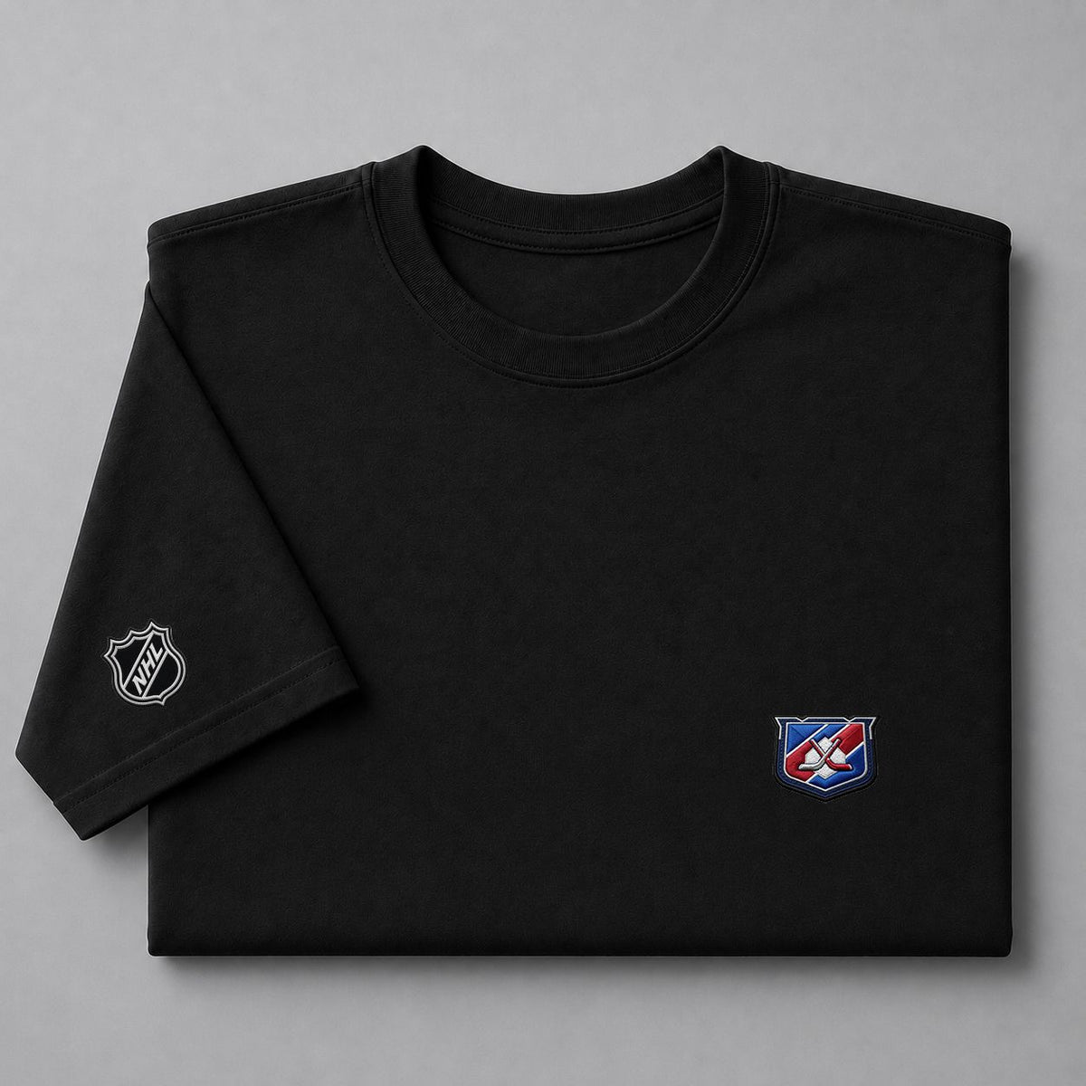 055 New York Rangers Puff Embroidered Logo T-Shirt - Unisex Short Sleeve Tee