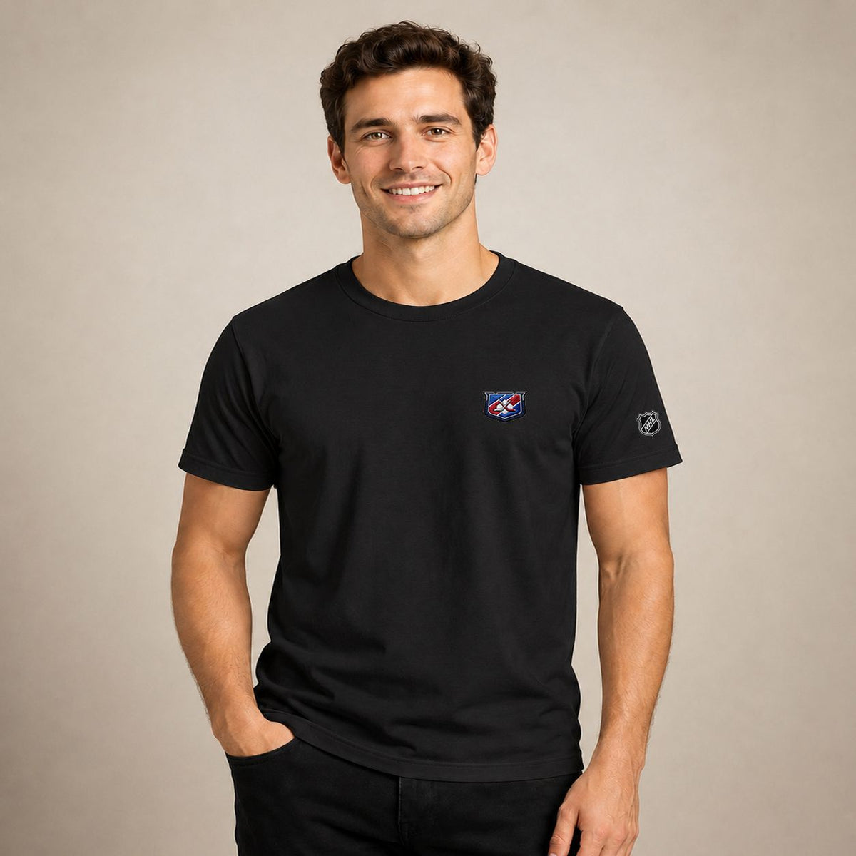 055 New York Rangers Puff Embroidered Logo T-Shirt - Unisex Short Sleeve Tee