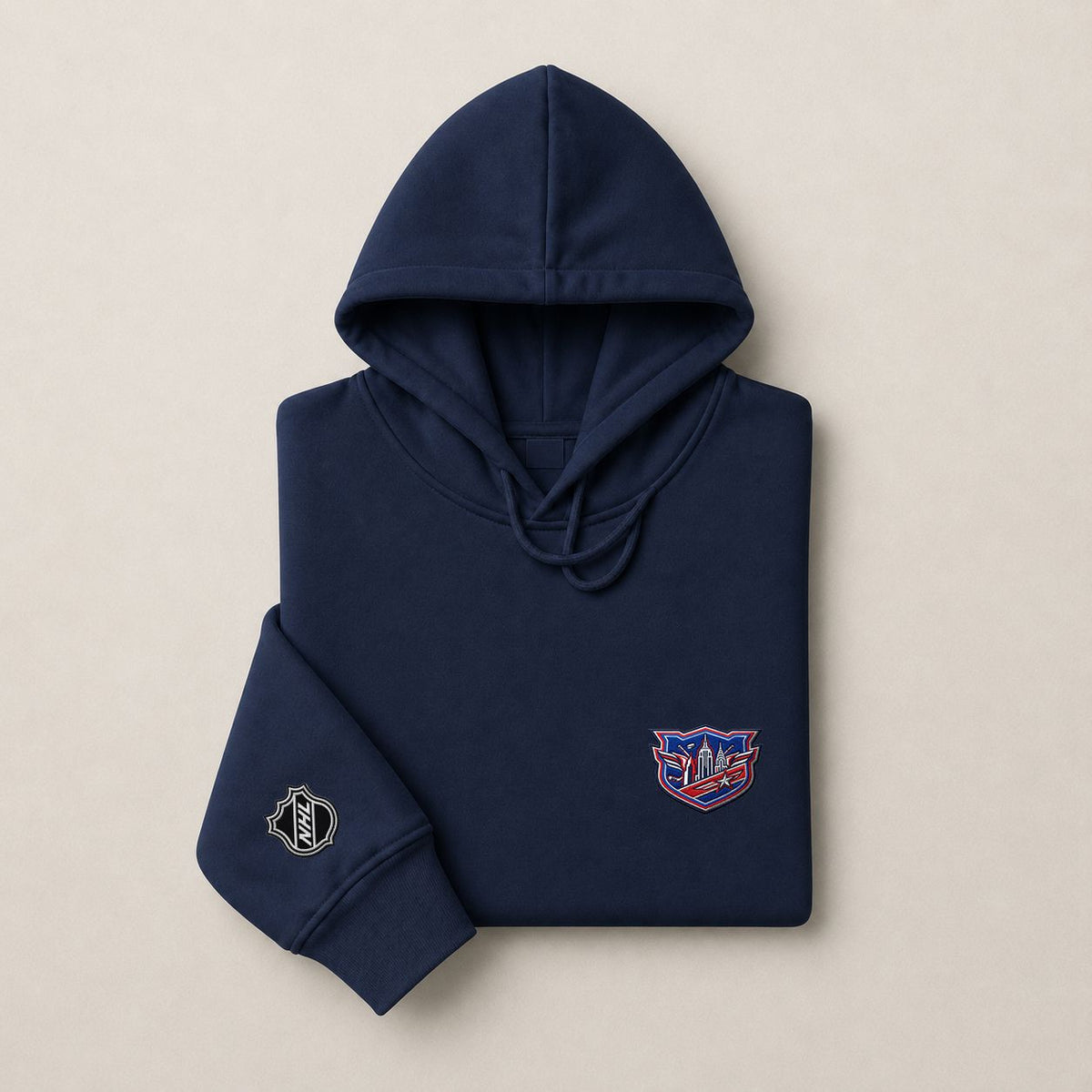 055 New York Rangers Pullover Hoodie - Embroidered Logo Fleece Sweatshirt
