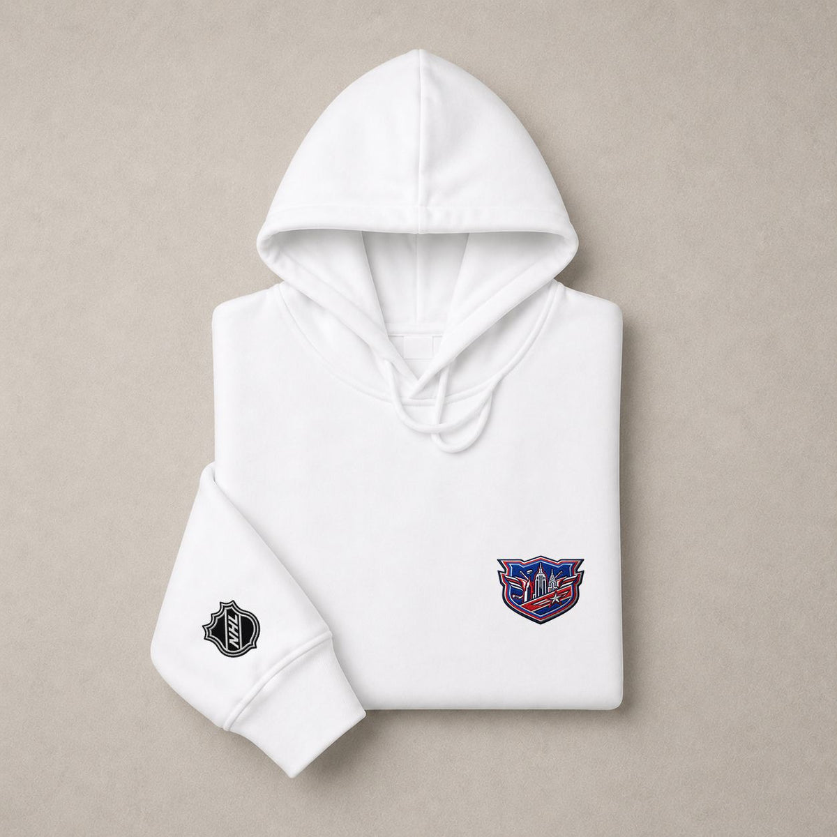 055 New York Rangers Pullover Hoodie - Embroidered Logo Fleece Sweatshirt