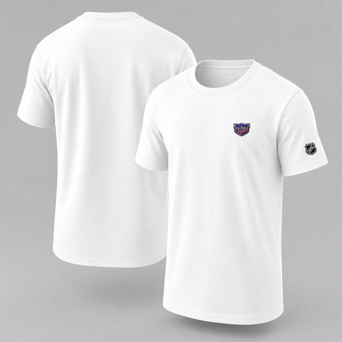 055 New York Rangers Puff Embroidered Logo T-Shirt - Unisex Short Sleeve Tee