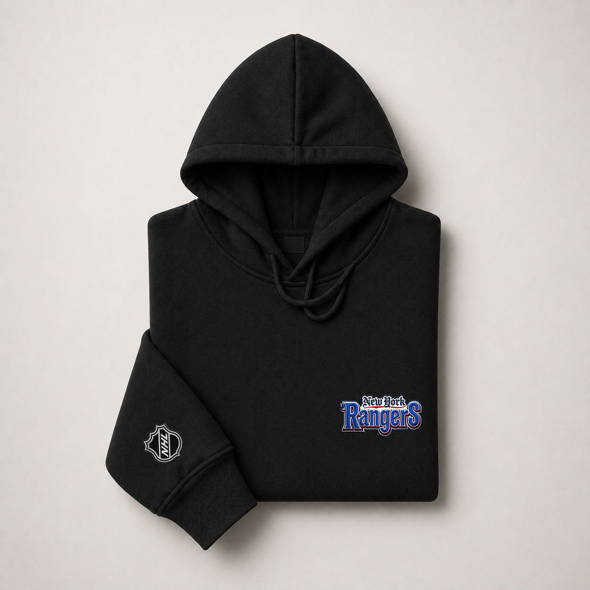 056 New York Rangers Pullover Hoodie - Embroidered Logo Fleece Sweatshirt