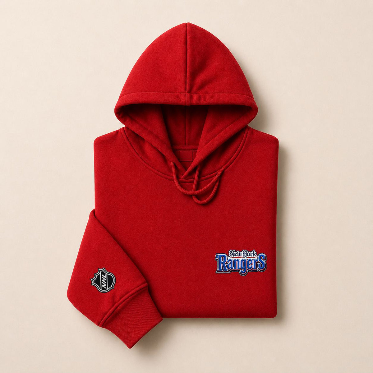 056 New York Rangers Pullover Hoodie - Embroidered Logo Fleece Sweatshirt