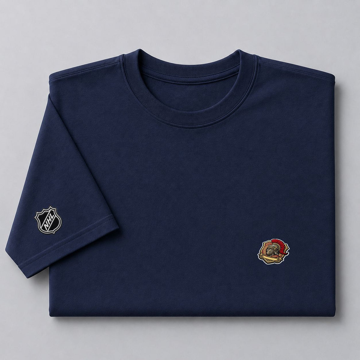 058 Ottawa Senators Puff Embroidered Logo T-Shirt - Unisex Short Sleeve Tee
