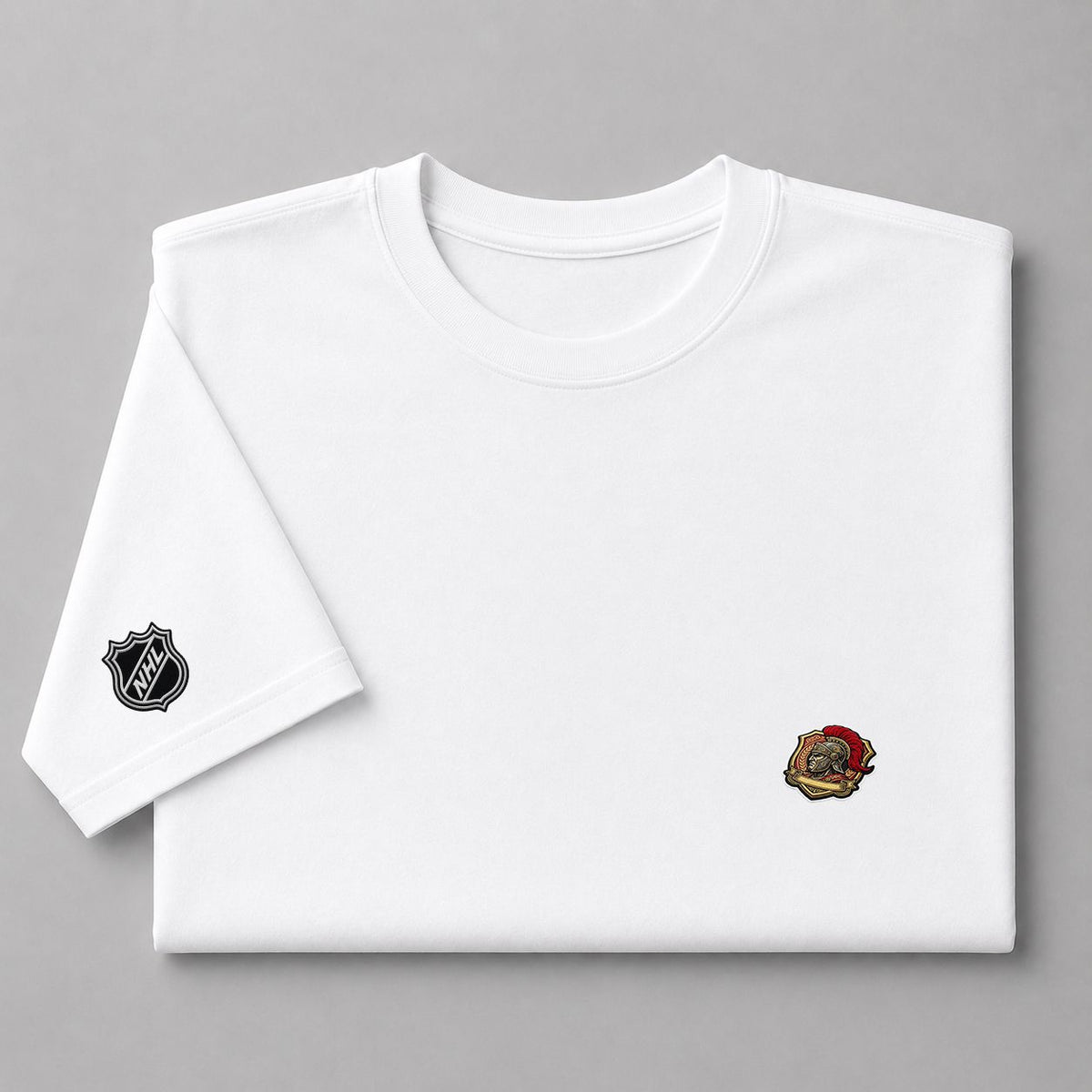 058 Ottawa Senators Puff Embroidered Logo T-Shirt - Unisex Short Sleeve Tee