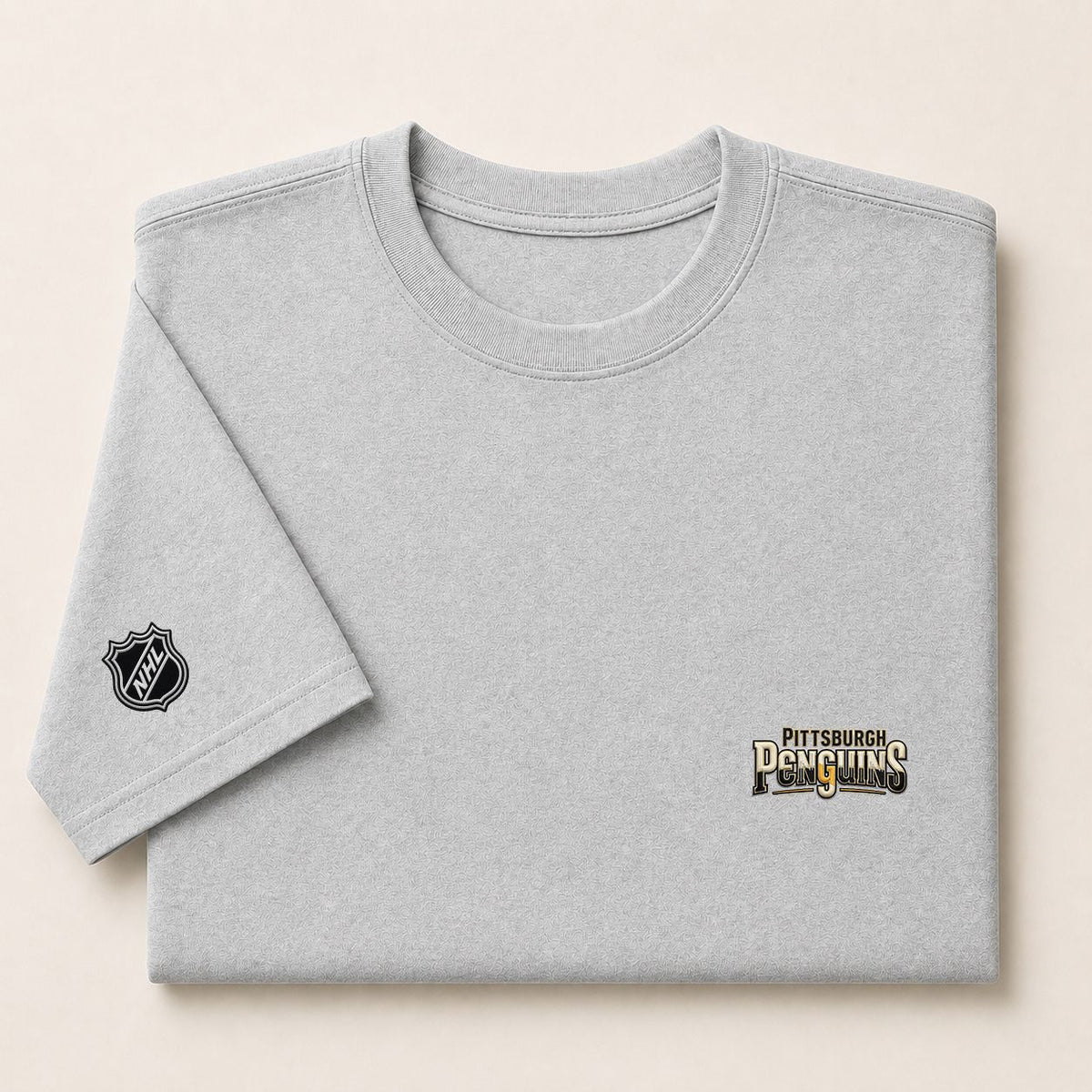 065 Pittsburgh Penguins Puff Embroidered Logo T-Shirt - Unisex Short Sleeve Tee