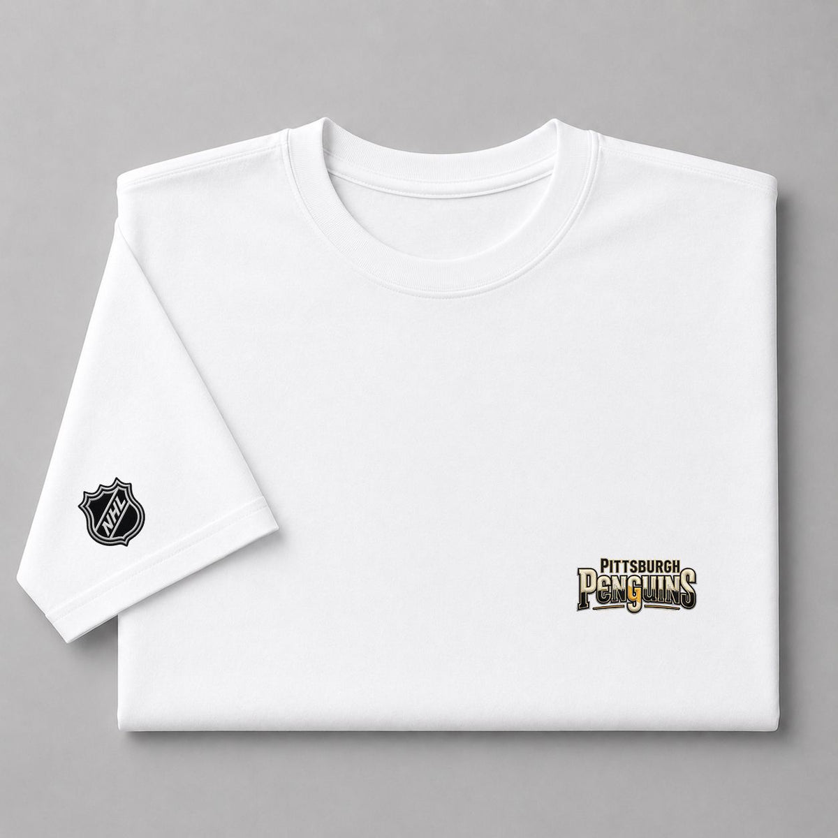 065 Pittsburgh Penguins Puff Embroidered Logo T-Shirt - Unisex Short Sleeve Tee