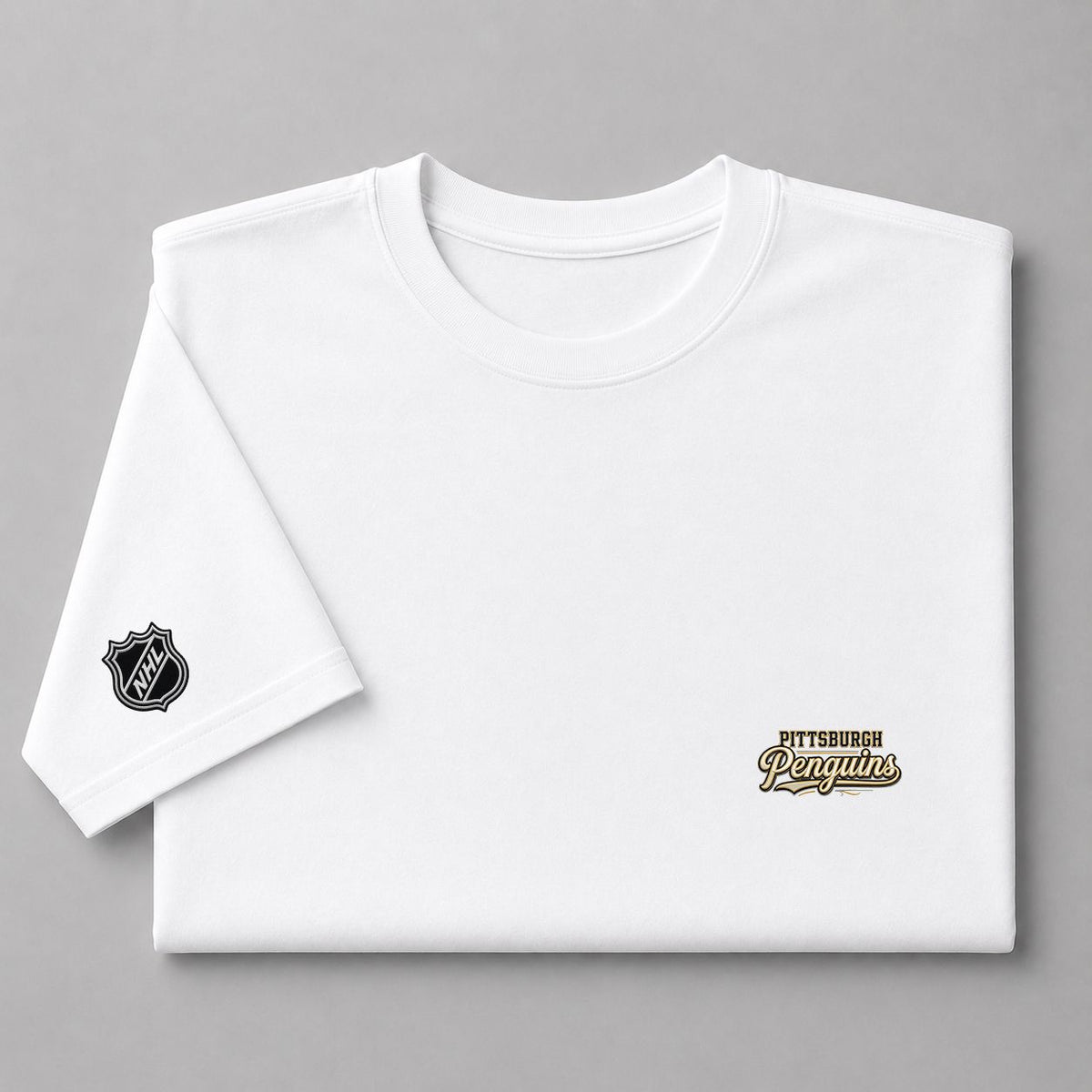 065 Pittsburgh Penguins Puff Embroidered Logo T-Shirt - Unisex Short Sleeve Tee