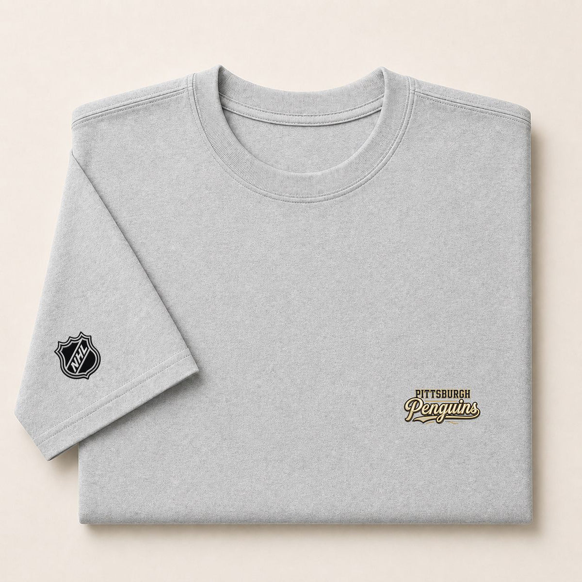 065 Pittsburgh Penguins Puff Embroidered Logo T-Shirt - Unisex Short Sleeve Tee