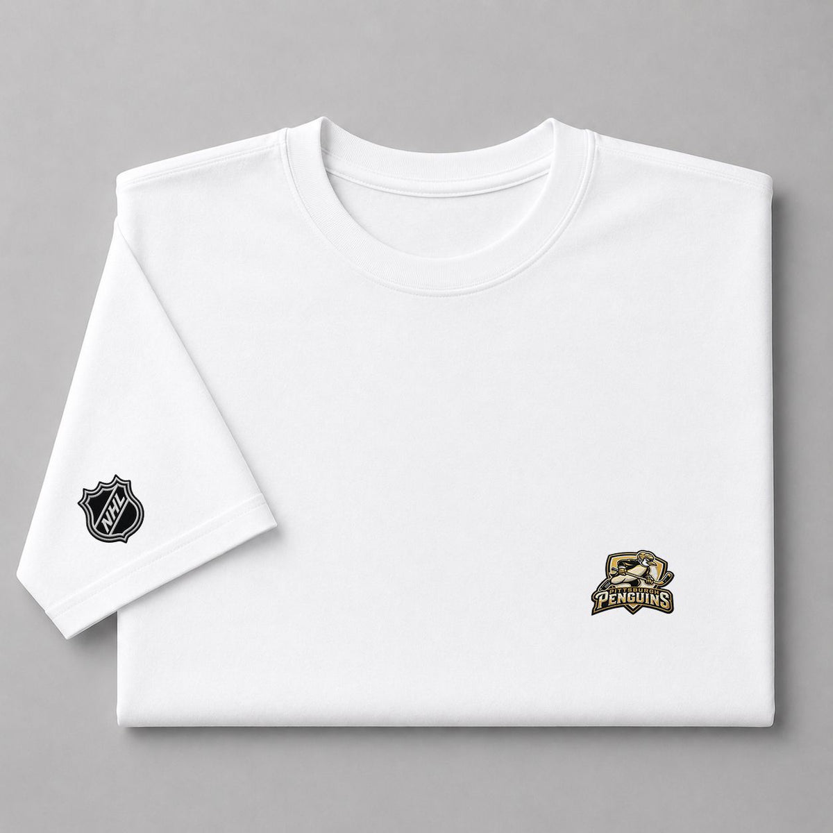 066 Pittsburgh Penguins Puff Embroidered Logo T-Shirt - Unisex Short Sleeve Tee