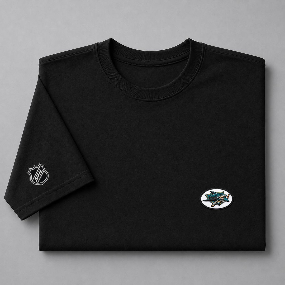 067 San Jose Sharks Puff Embroidered Logo T-Shirt - Unisex Short Sleeve Tee