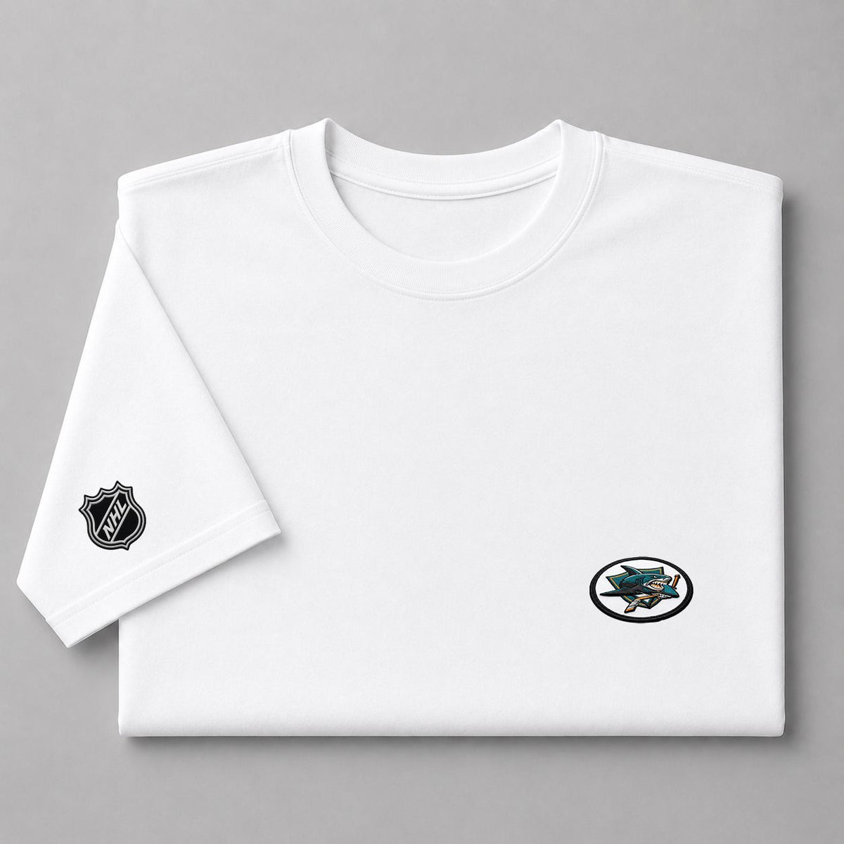067 San Jose Sharks Puff Embroidered Logo T-Shirt - Unisex Short Sleeve Tee