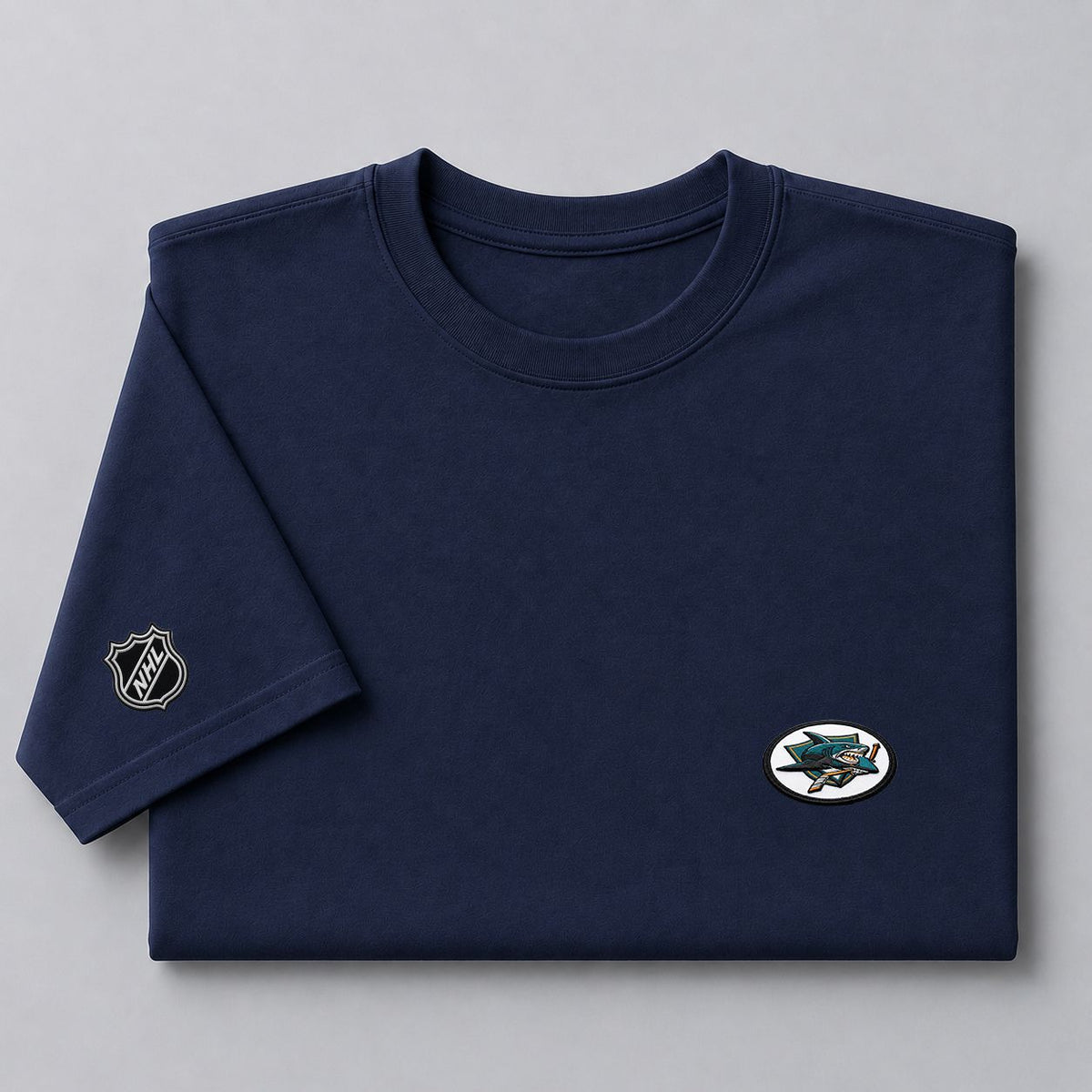067 San Jose Sharks Puff Embroidered Logo T-Shirt - Unisex Short Sleeve Tee