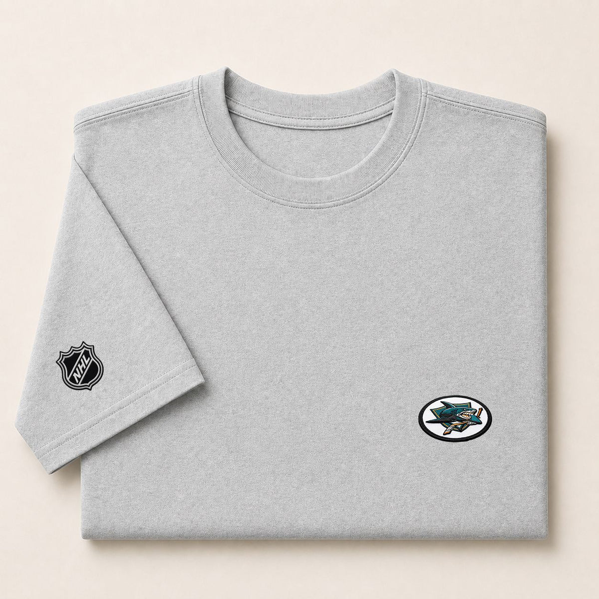 067 San Jose Sharks Puff Embroidered Logo T-Shirt - Unisex Short Sleeve Tee