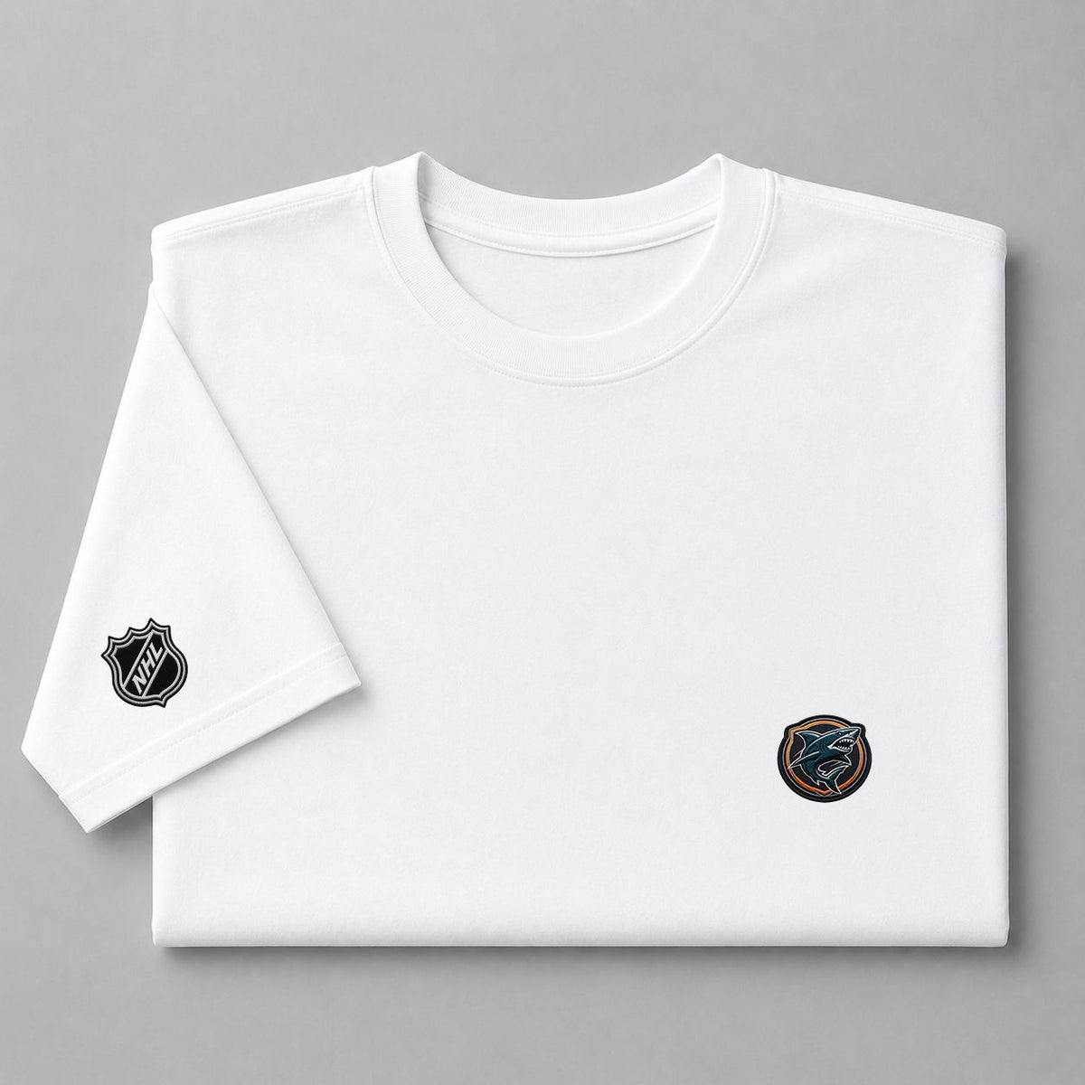 067 San Jose Sharks Puff Embroidered Logo T-Shirt - Unisex Short Sleeve Tee