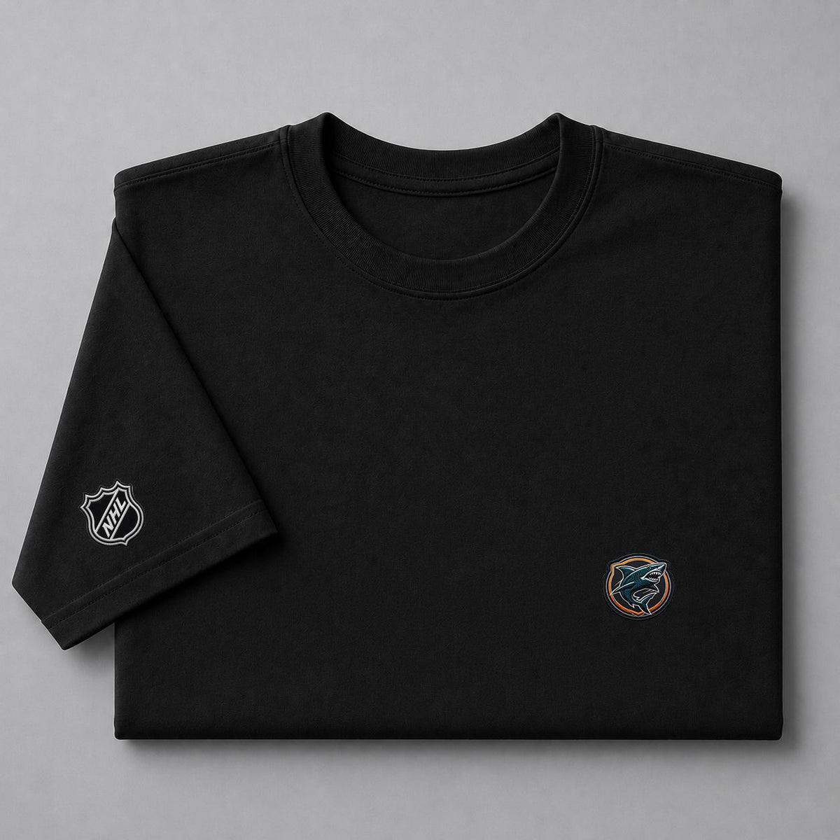 067 San Jose Sharks Puff Embroidered Logo T-Shirt - Unisex Short Sleeve Tee