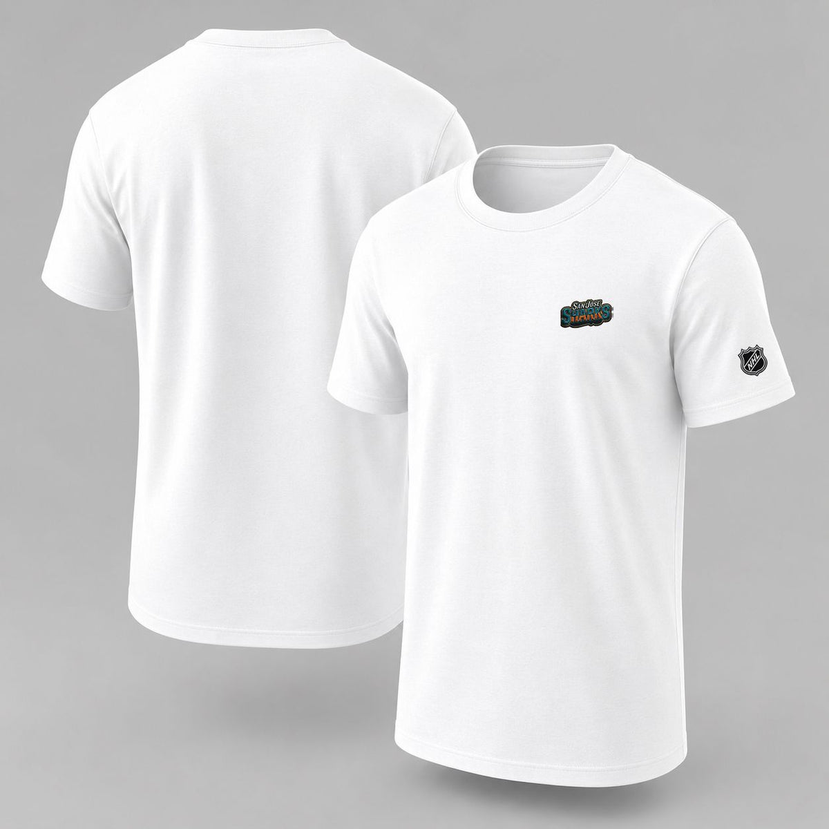 068 San Jose Sharks Puff Embroidered Logo T-Shirt - Unisex Short Sleeve Tee
