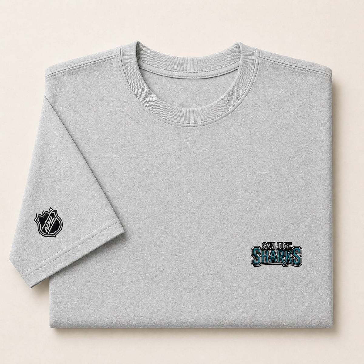 068 San Jose Sharks Puff Embroidered Logo T-Shirt - Unisex Short Sleeve Tee