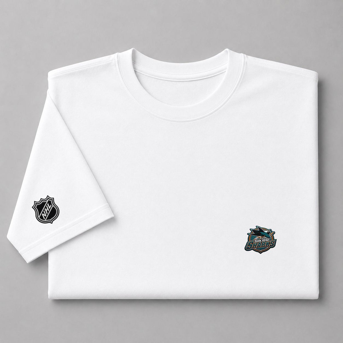 069 San Jose Sharks Puff Embroidered Logo T-Shirt - Unisex Short Sleeve Tee