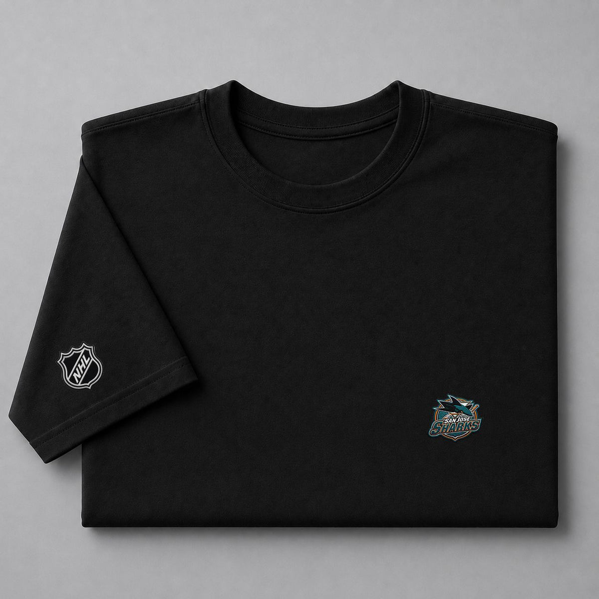 069 San Jose Sharks Puff Embroidered Logo T-Shirt - Unisex Short Sleeve Tee