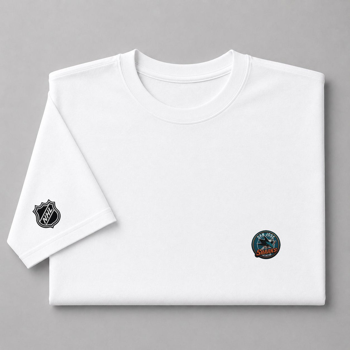 069 San Jose Sharks Puff Embroidered Logo T-Shirt - Unisex Short Sleeve Tee
