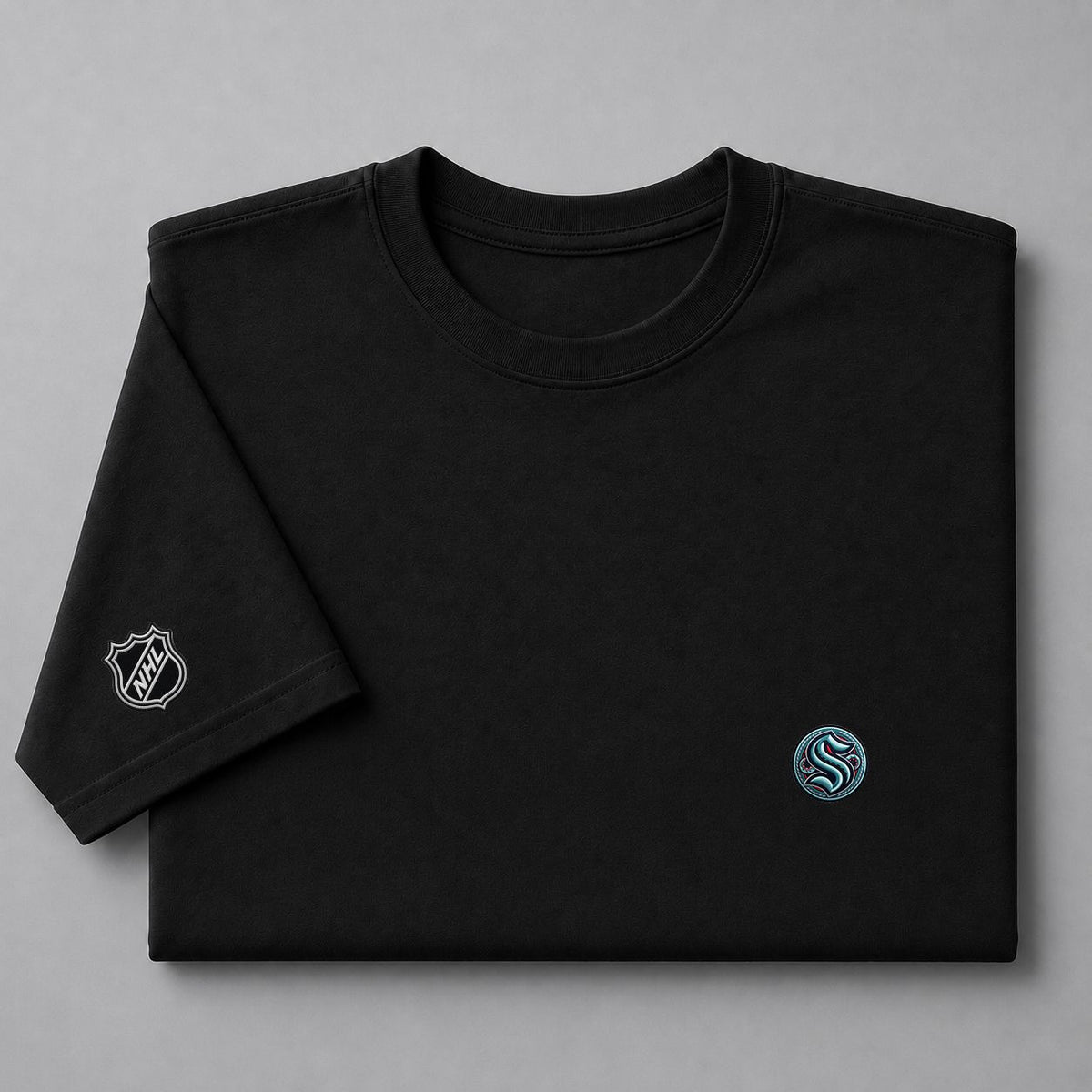 070 Seattle Kraken Puff Embroidered Logo T-Shirt - Unisex Short Sleeve Tee