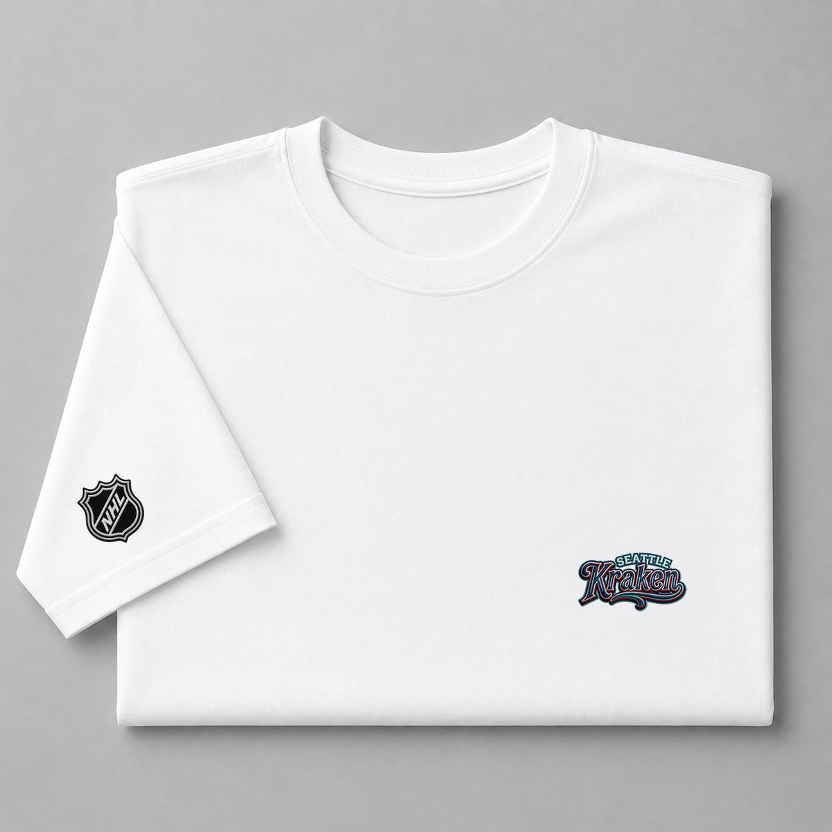 071 Seattle Kraken Puff Embroidered Logo T-Shirt - Unisex Short Sleeve Tee