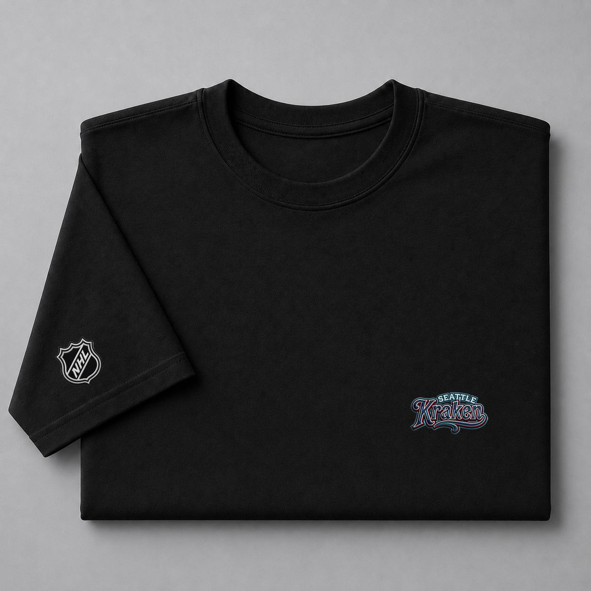 071 Seattle Kraken Puff Embroidered Logo T-Shirt - Unisex Short Sleeve Tee