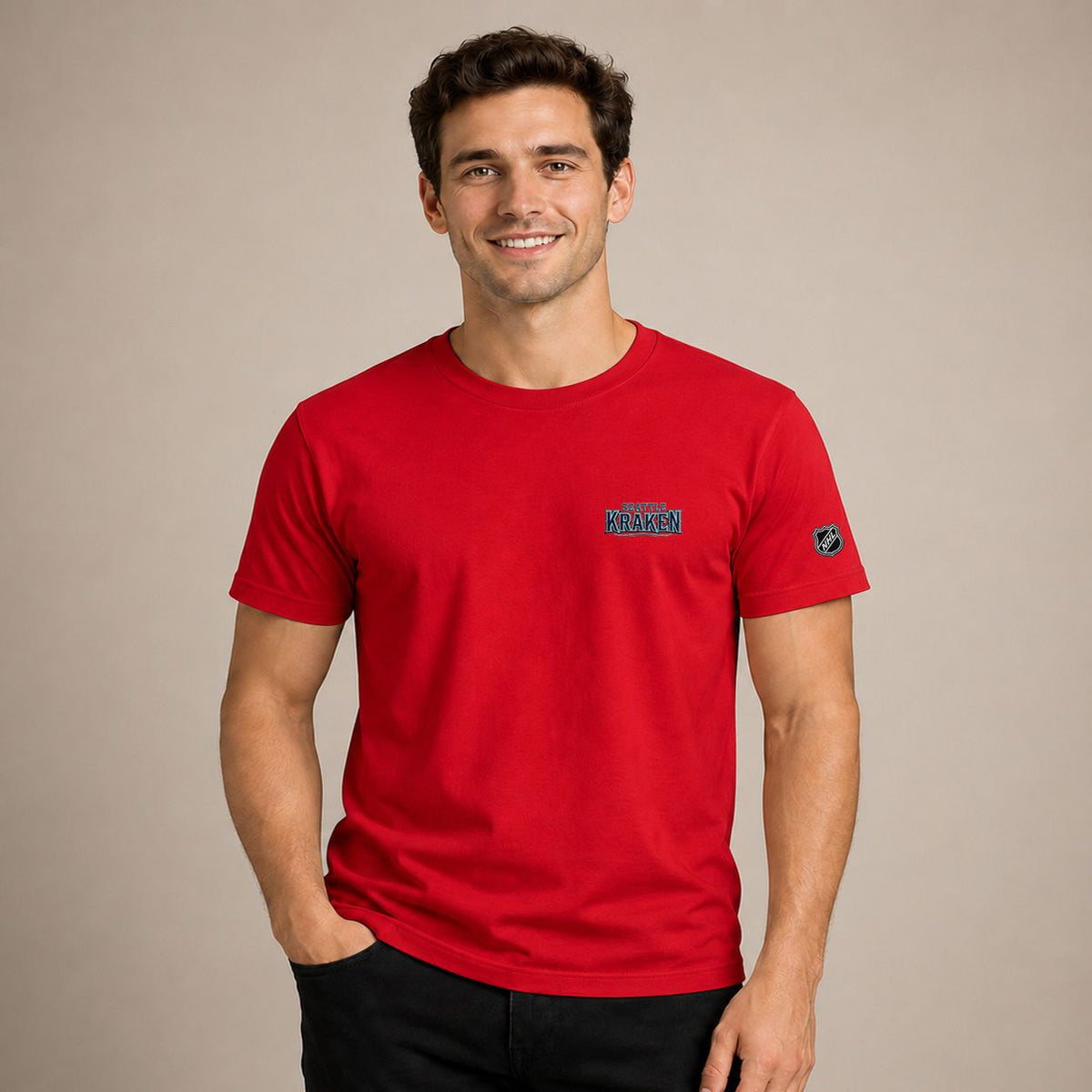 071 Seattle Kraken Puff Embroidered Logo T-Shirt - Unisex Short Sleeve Tee