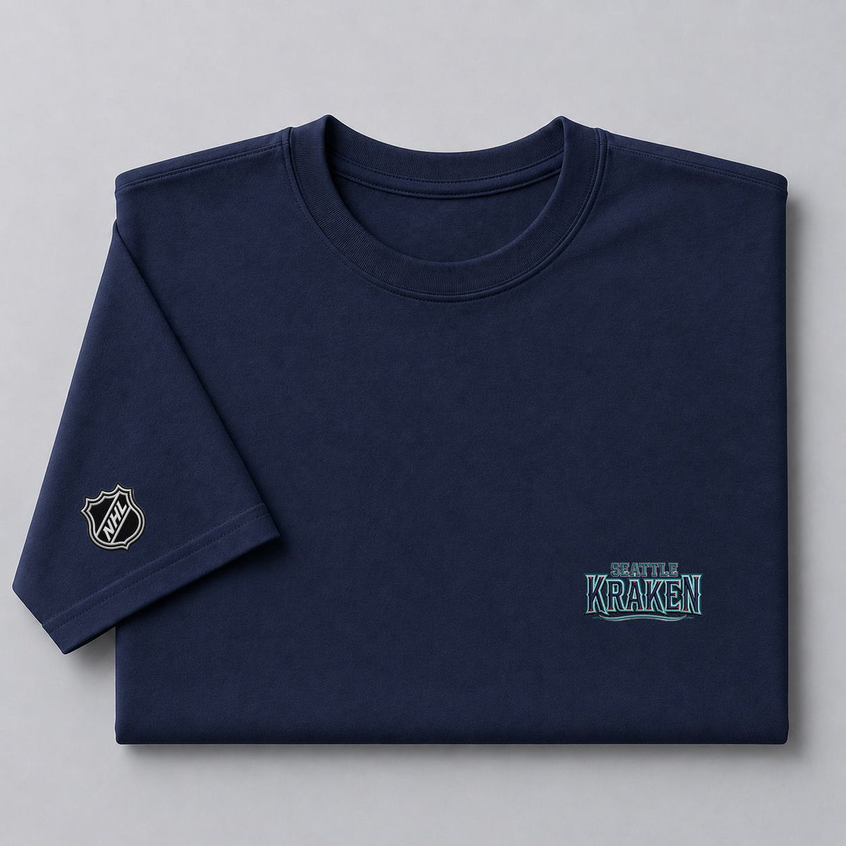 071 Seattle Kraken Puff Embroidered Logo T-Shirt - Unisex Short Sleeve Tee