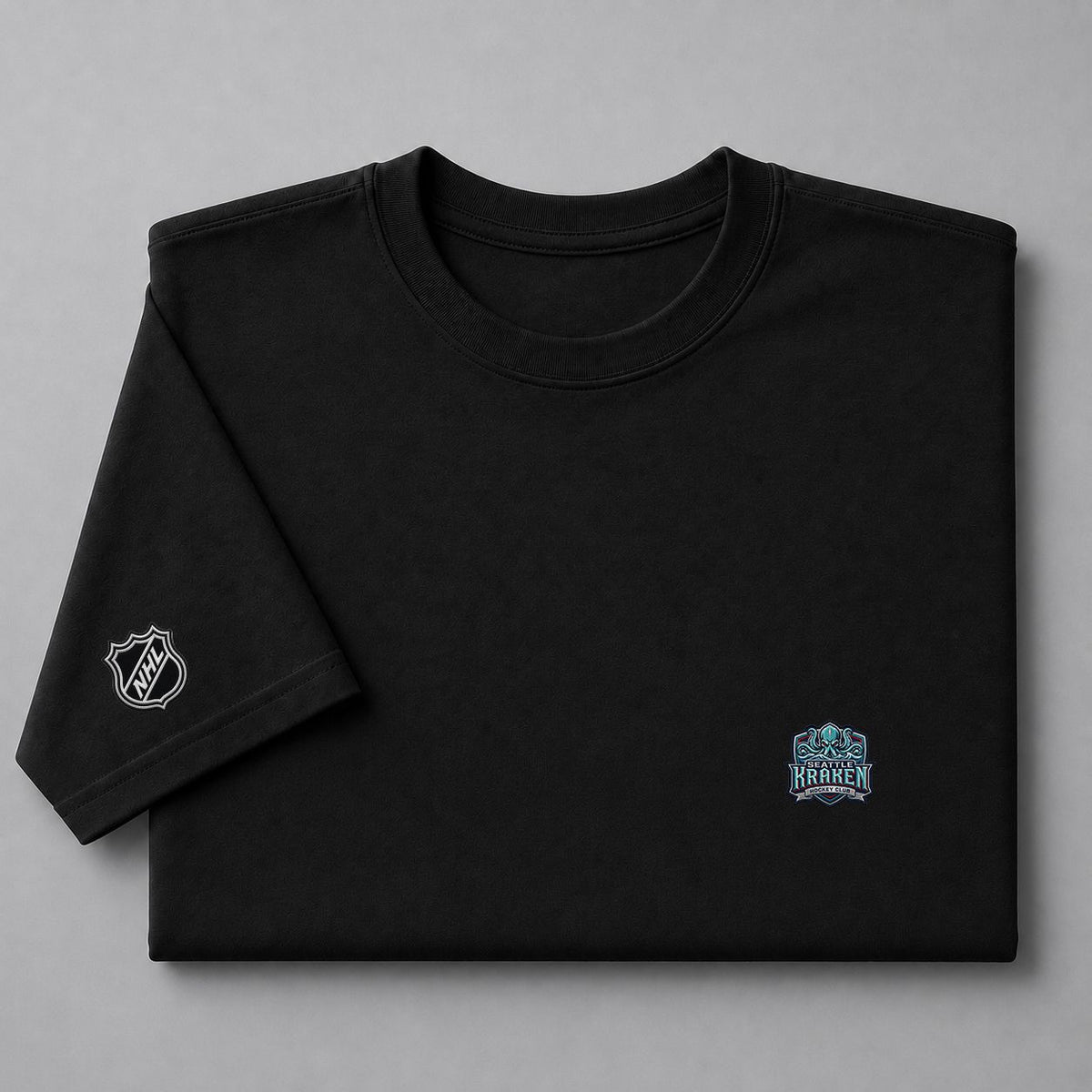 072 Seattle Kraken Puff Embroidered Logo T-Shirt - Unisex Short Sleeve Tee