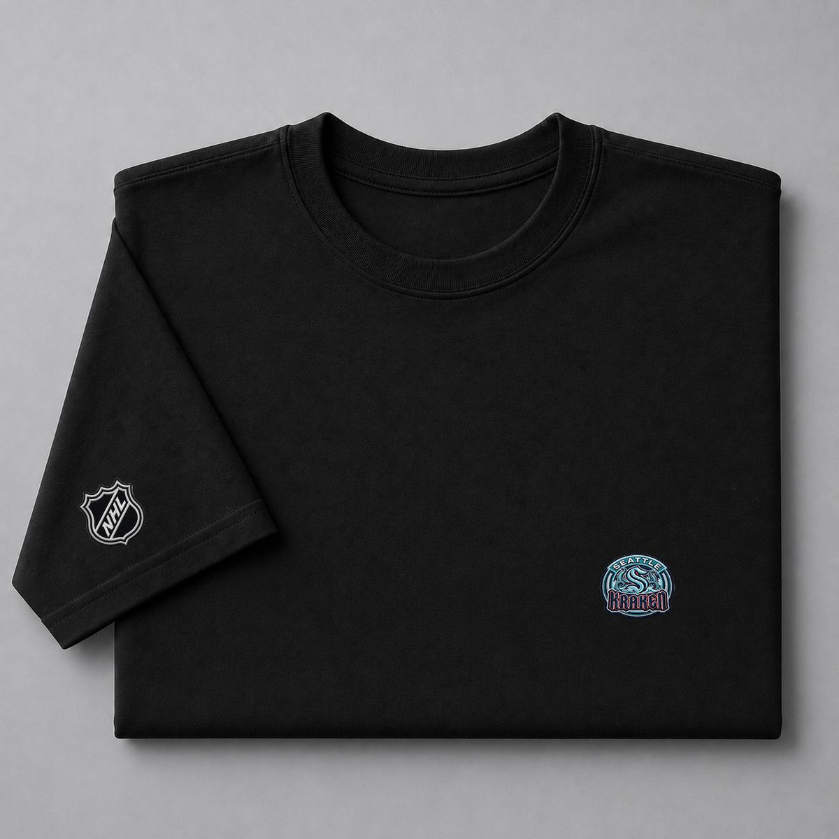 072 Seattle Kraken Puff Embroidered Logo T-Shirt - Unisex Short Sleeve Tee