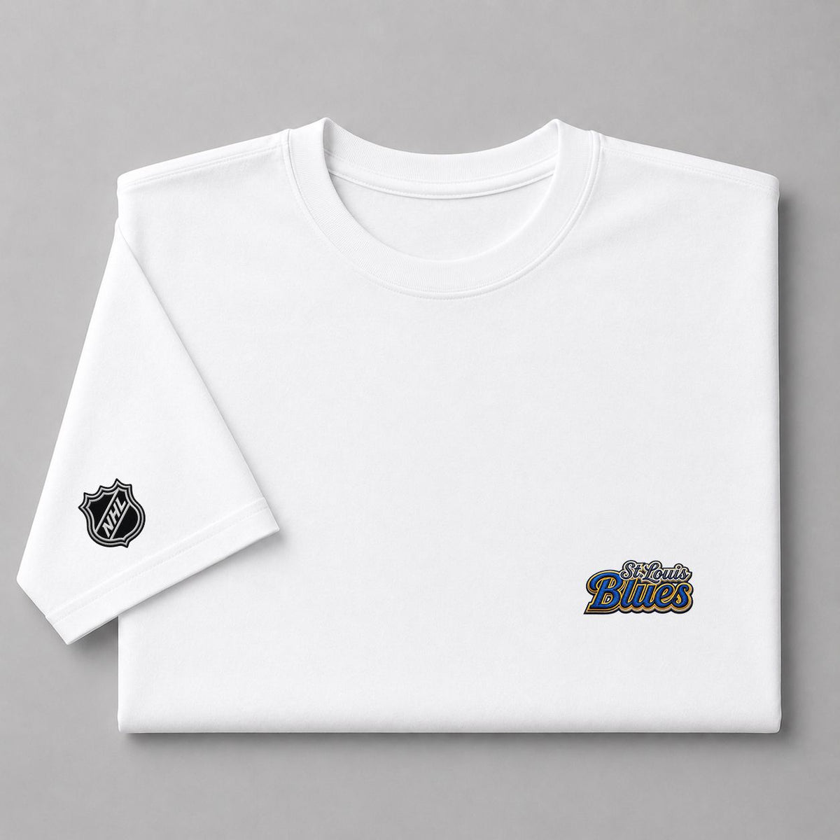 074 St Louis Blues Puff Embroidered Logo T-Shirt - Unisex Short Sleeve Tee