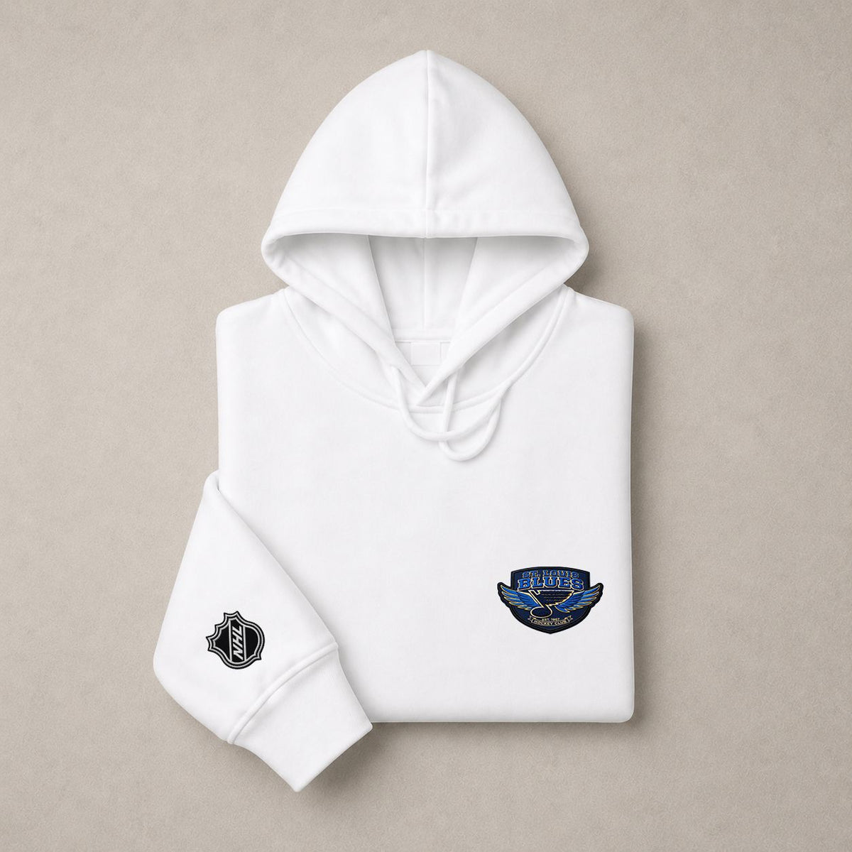 075 St Louis Blues Pullover Hoodie - Embroidered Logo Fleece Sweatshirt