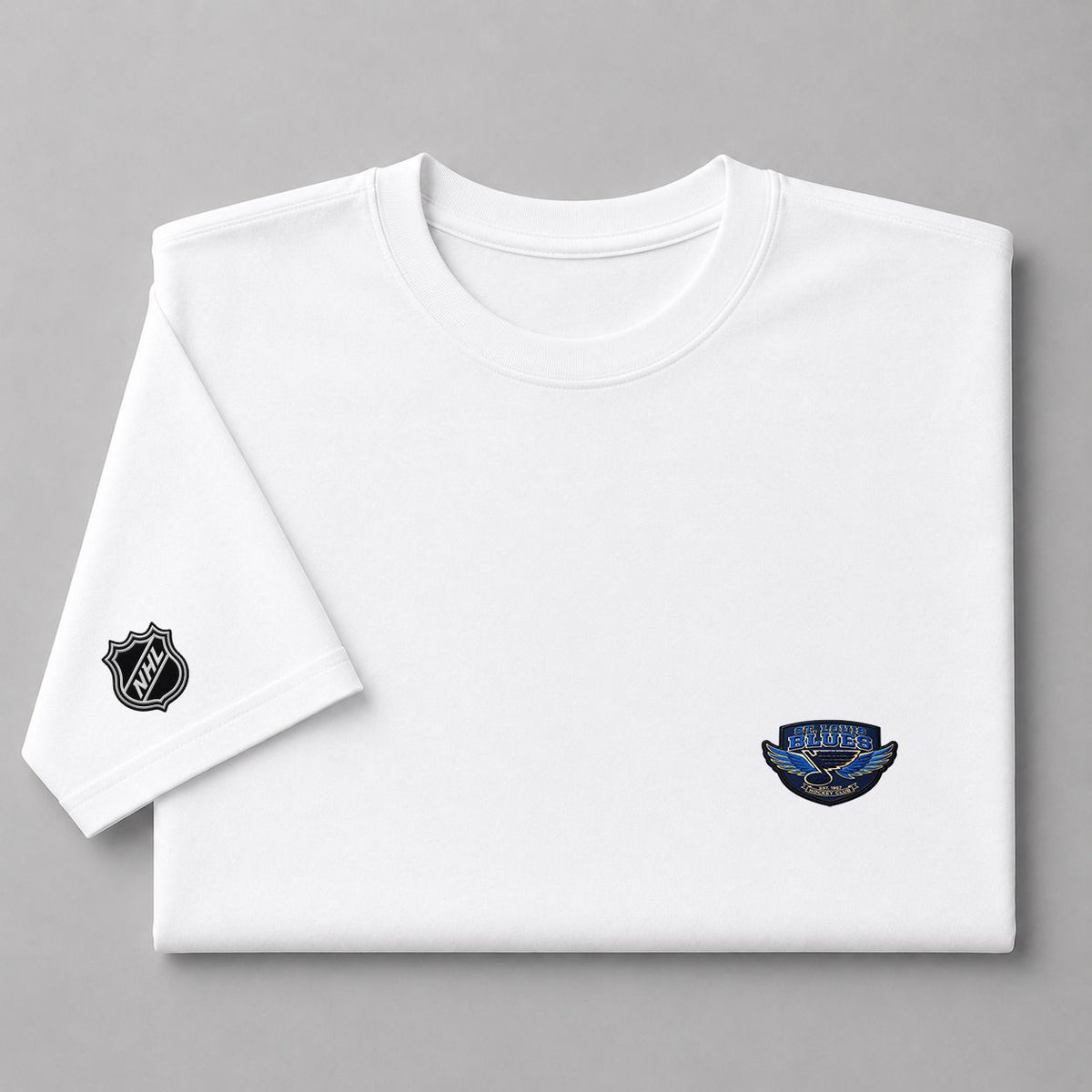 075 St Louis Blues Puff Embroidered Logo T-Shirt - Unisex Short Sleeve Tee