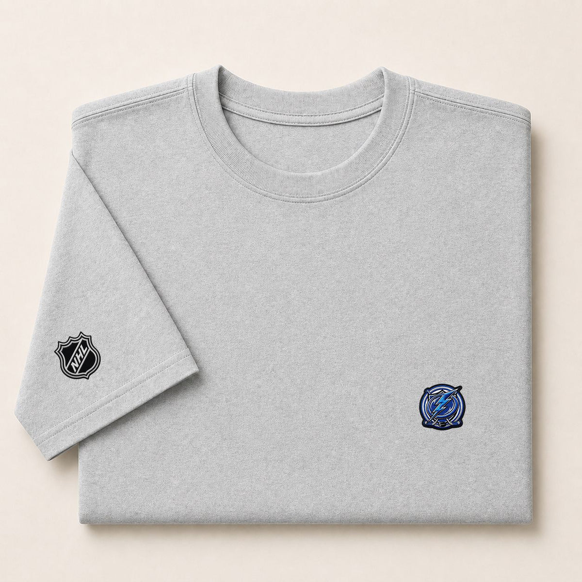 076 Tampa Bay Lightning Puff Embroidered Logo T-Shirt - Unisex Short Sleeve Tee