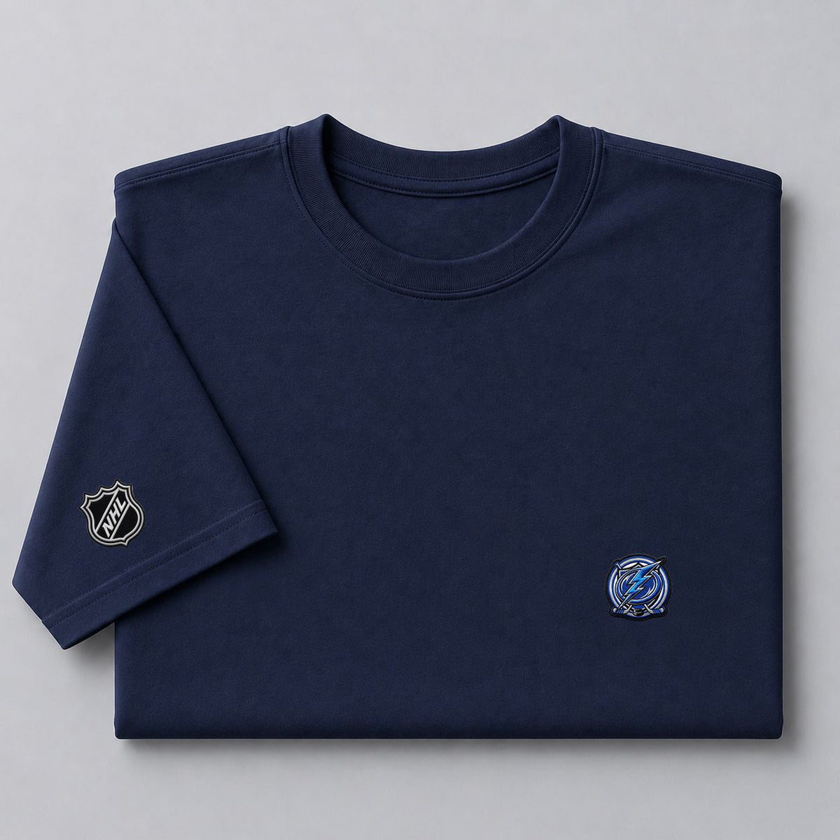 076 Tampa Bay Lightning Puff Embroidered Logo T-Shirt - Unisex Short Sleeve Tee